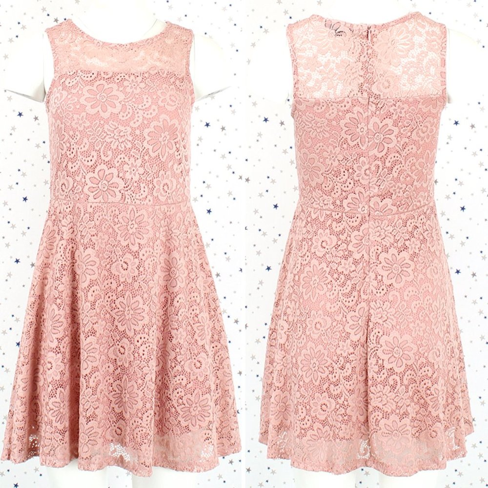 Floral Lace Fit and Flare Dress Mauve